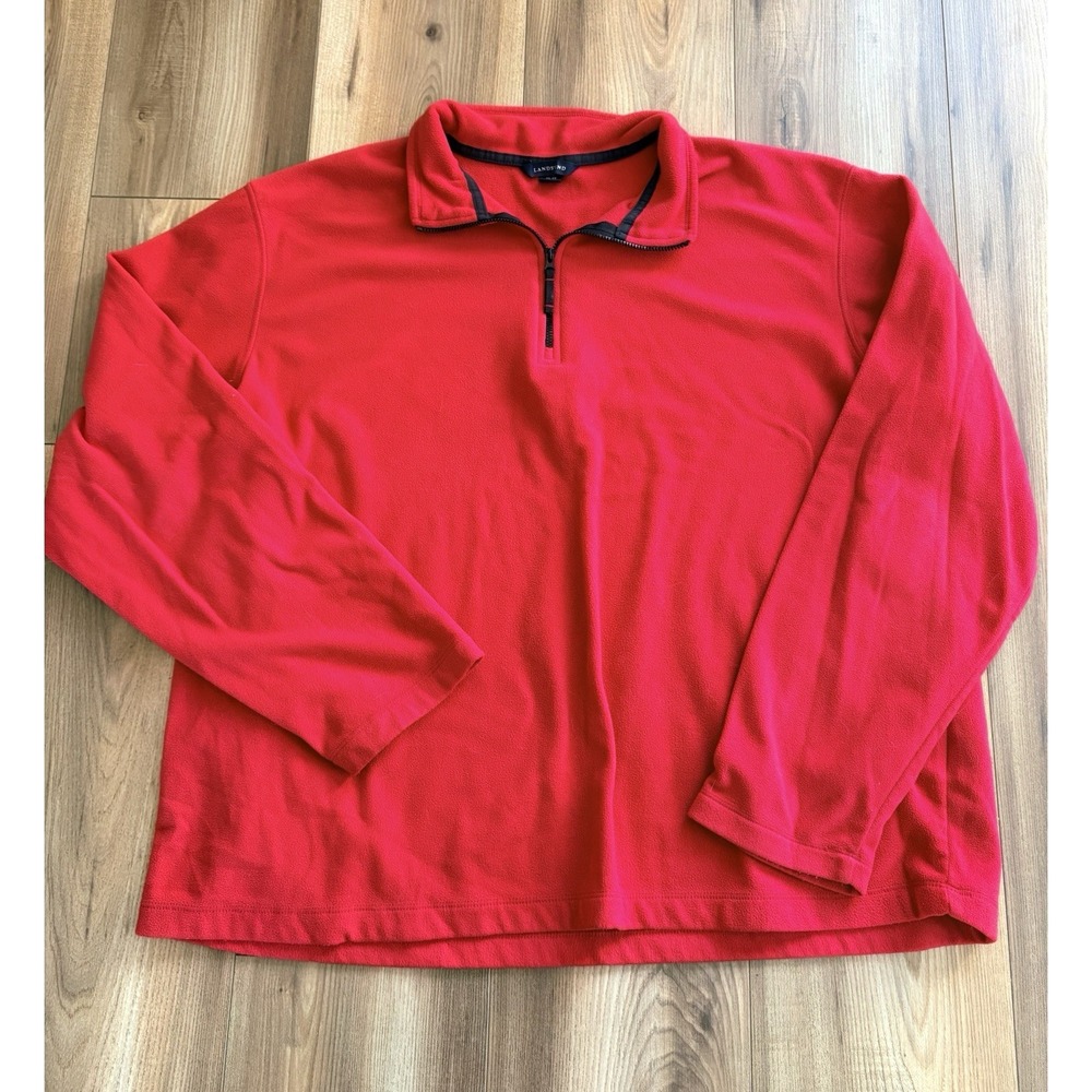 Lands End Fleece Quarterzip Pullover‎ Men's XL Red